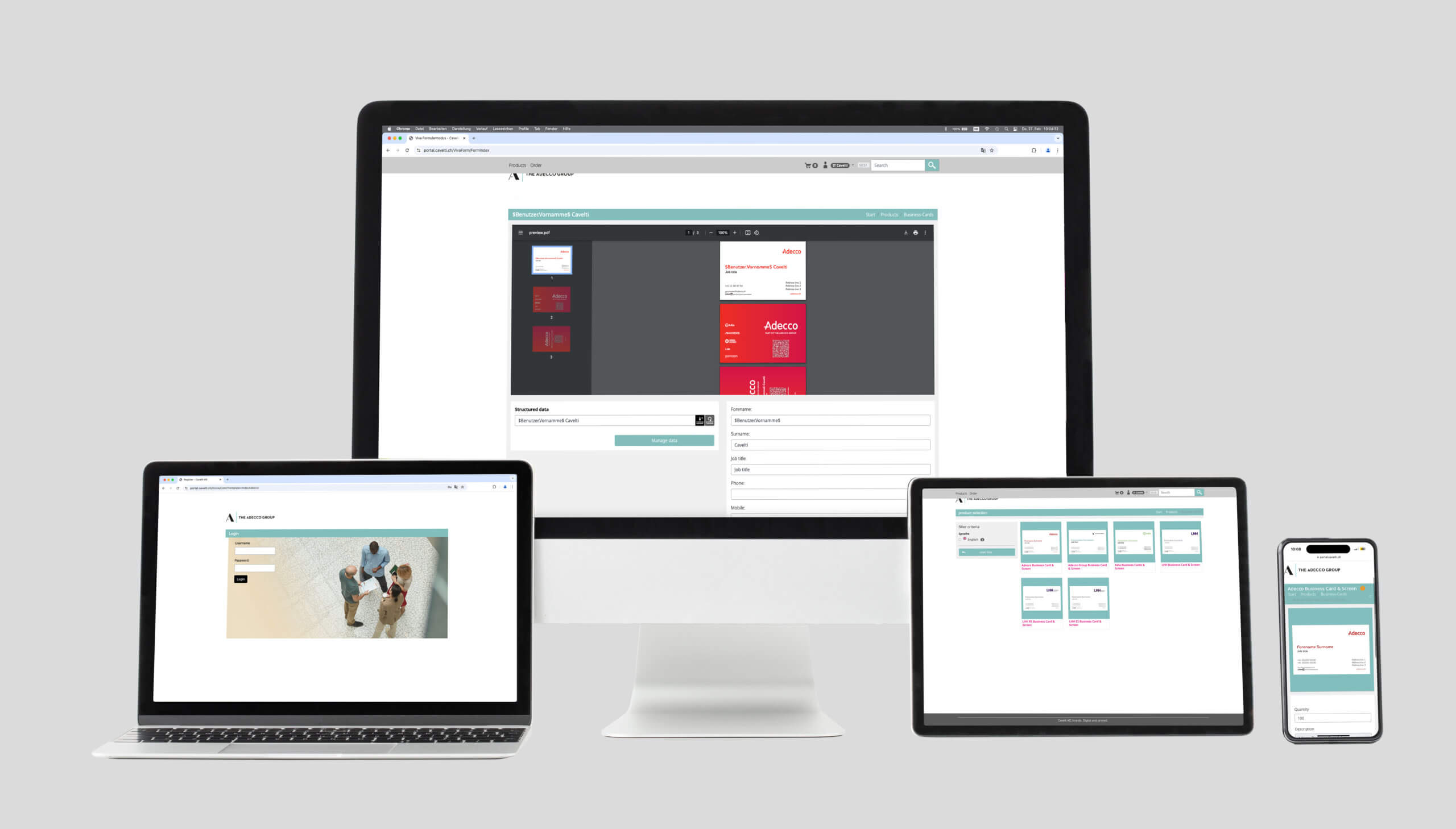 Anwendungen Adecco Visitenkarten