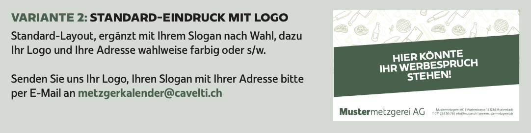 Variante 2: Standard Eindruck mit Logo
